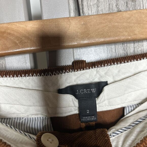 J Crew Corduroy Flare Pants Cropped Brown Color Zip Pockets Size 2 - Picture 4 of 8